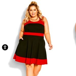 City Chic Retro Splice Dress XS/14 EUC